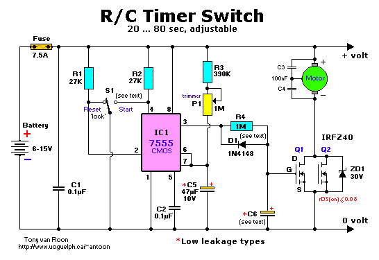 R/C Timer Switch Circuit Diagram