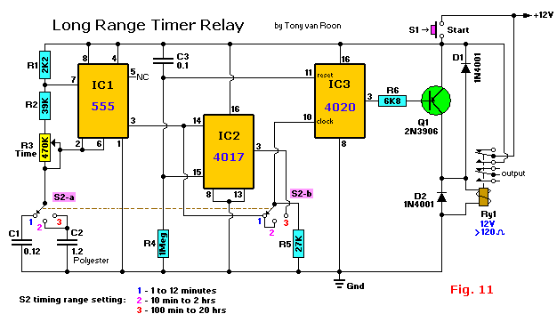 Long duration timer relay, 1 min to 20 hrs
