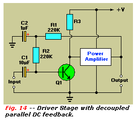 Driver stage with decoupled paralled DC feedback