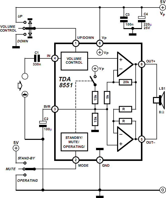 1W BTL Audio Amplifier Circuit Diagram