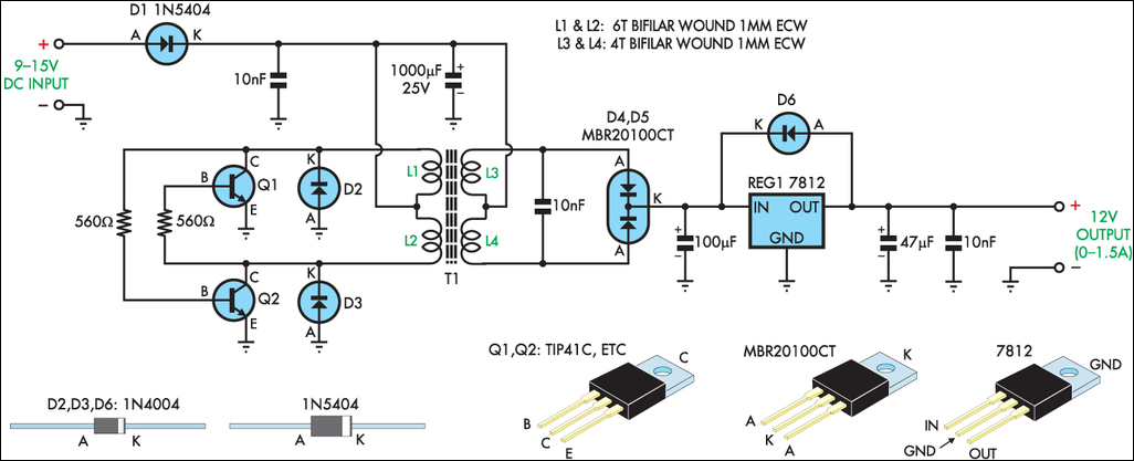 Simple 500w 12v To 220v Inverter Circuits Diagram In 2019