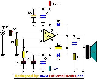  18 watt + 18 watt hi fi stereo audio power amplifier schematic circuit diagram 