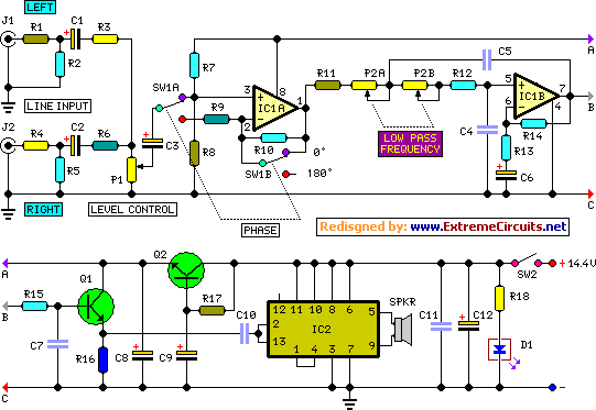 22 watt car subwoofer amplifier circuit schematic