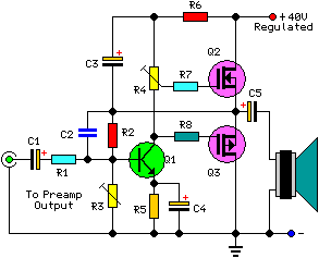  30 watt mosfet audio power amplifier schematic circuit diagram 