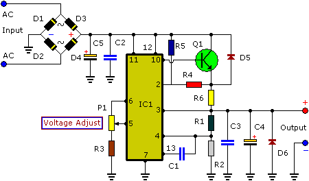  3 -30 volt dc 3 ampere power supply schematic circuit diagram 