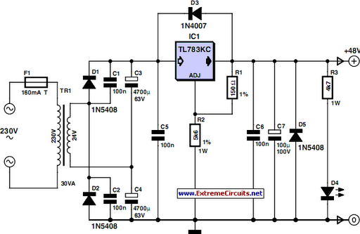 48v phantom power supply circuit project