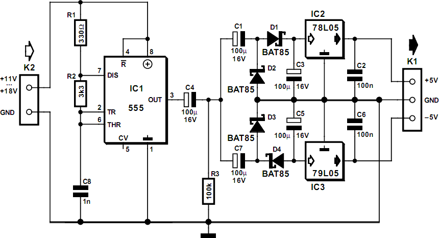 555 DC/DC Converter Circuit Diagram