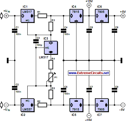adjustable current limit for dual power supply circuit schematic