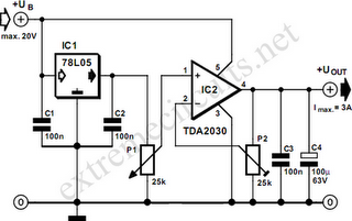 Adjustable 3 Ampere Regulator Circuit Diagram