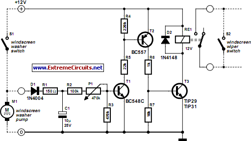 automatic windshield washer control circuit schematic