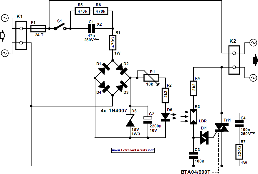Automatic Light Dimmer Circuit Diagram