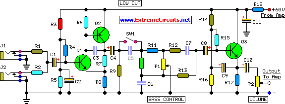 bass preamplifier circuit schematic