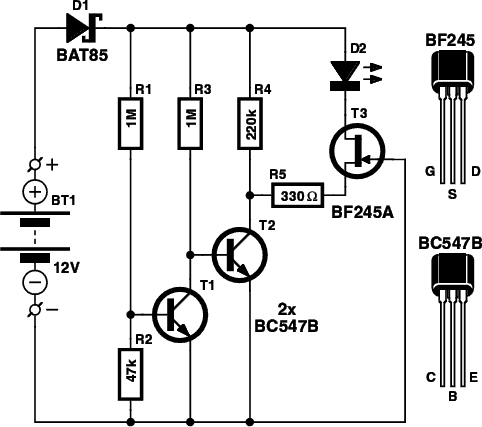Battery Indicator Circuit For The Caravan Circuit Diagram