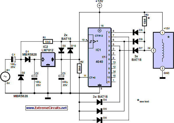 Bicycle Speedometer With Hub Dynamo circuit schematic
