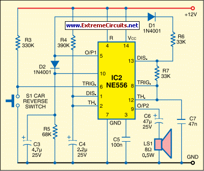 car reversing horn circuit schematic