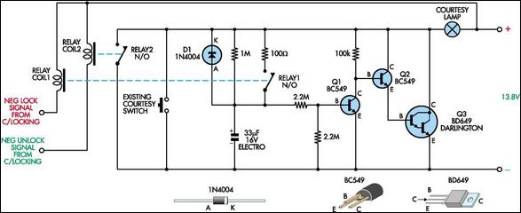 Courtesy light extender circuit schematic