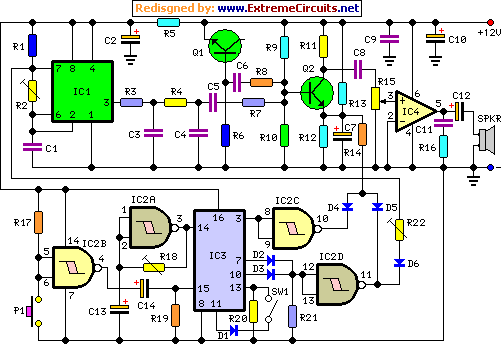  cuckoo sound generator circuit schematic diagram 