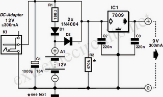 DC Adapter with Battery Backup Circuit Diagram