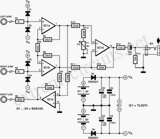 ECG Amplifier Circuit Diagram By TLC274