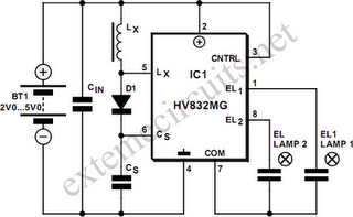 EL Lamp Driver Using HV832MG Circuit Diagram