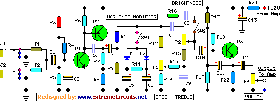 guitar preamplifier circuit schematic