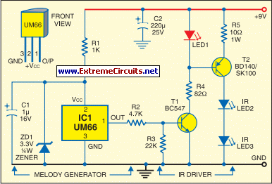 IR Music Transmitter circuit schematic