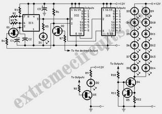 Bar-Mode Lights Sequencer Circuit Diagram