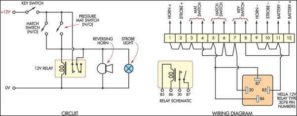 Low cost burglar alarm for boats circuit schematic