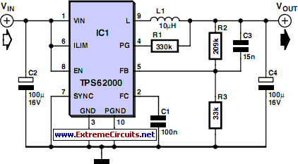 Low-Voltage Step-Down Converter Circuit Schematic