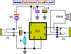 mini portable guitar amplifier circuit schematic