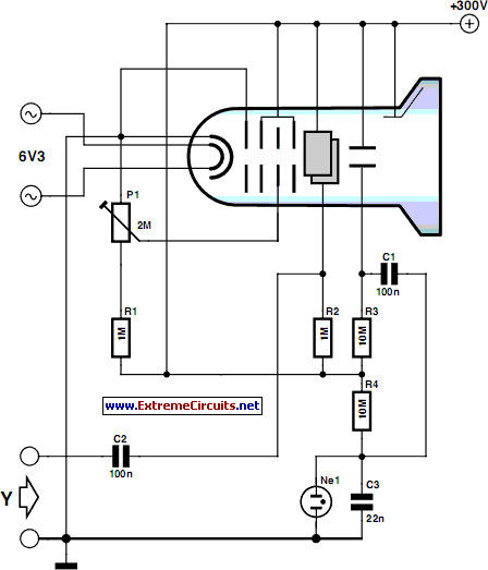 minimalist oscilloscope circuit schematic