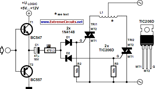 Model Railway Turnout Control circuit schematic