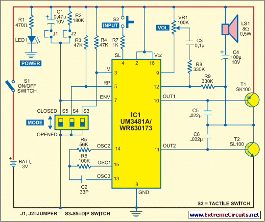 Multi-Melody Generator With Instrumental Effect circuit schematic