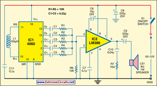 multitone siren circuit schematic