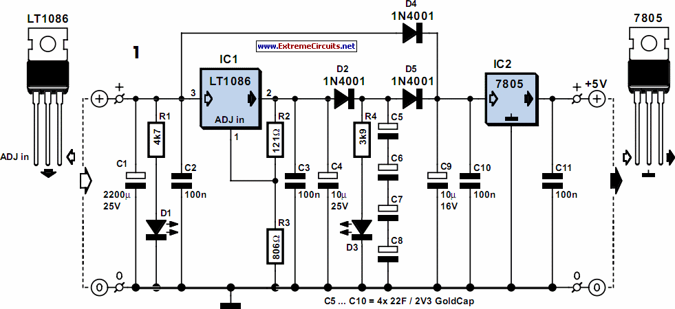 5V Power Supply For On-Train Radio Camera Circuit Diagram