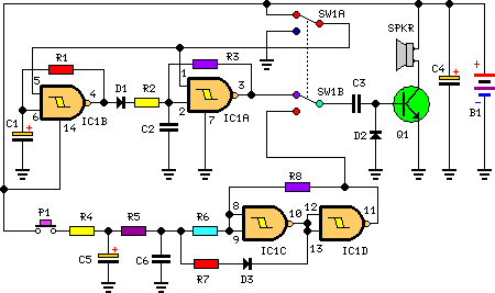  One IC Two Tone Siren Schematic Circuit Diagram 
