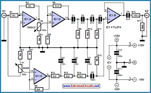 Paraphase Tone Controller circuit schematic
