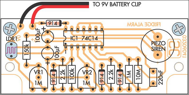 parts layout of fridge-door open alarm circuit diagram