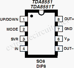 TDA8551/TDA8551T Pinout Diagram