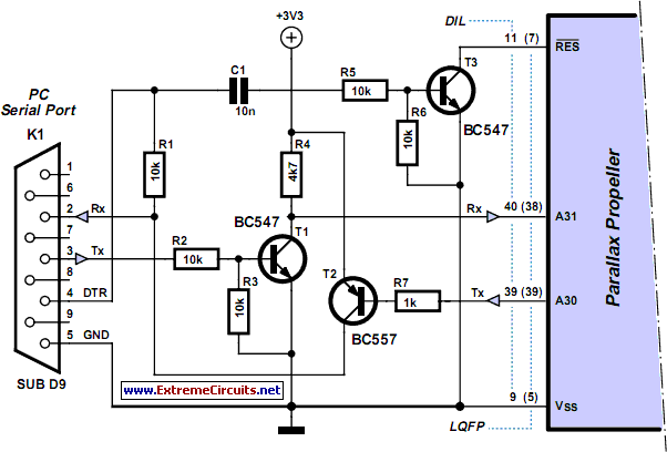 Programming The Propeller IC circuit schematic