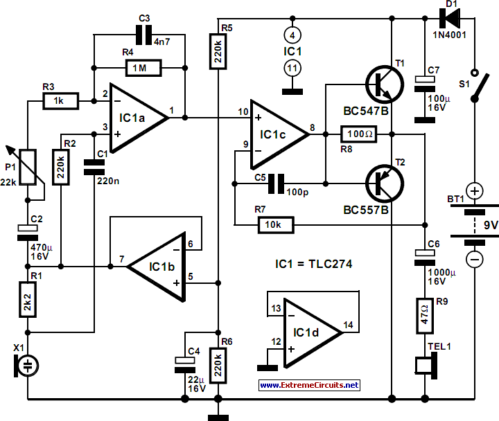 Pulse Rate Monitor Circuit Diagram