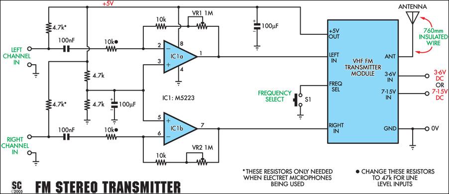 Wireless Mic Amplifier Circuit Digram - Quality Stereo Wireless Microphone Or Audio Link Schematic Circuit Diagram - Wireless Mic Amplifier Circuit Digram