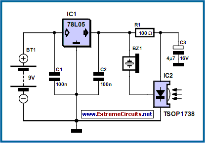 IR Remote Control Tester circuit schematic