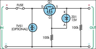 Reverse Polarity Protector circuit schematic
