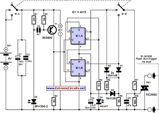simple flash trigger circuit schematic