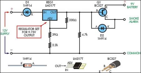 smoke alarm battery life extender circuit schematic