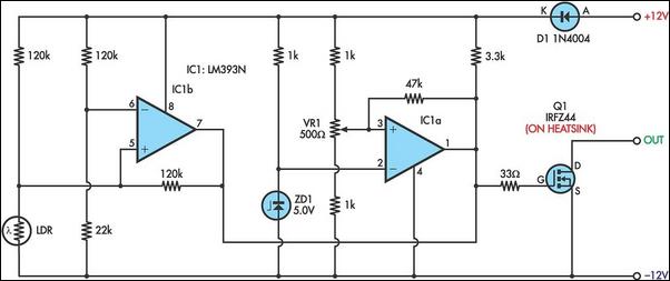 Solar battery protector prevents excessive discharge circuit schematic