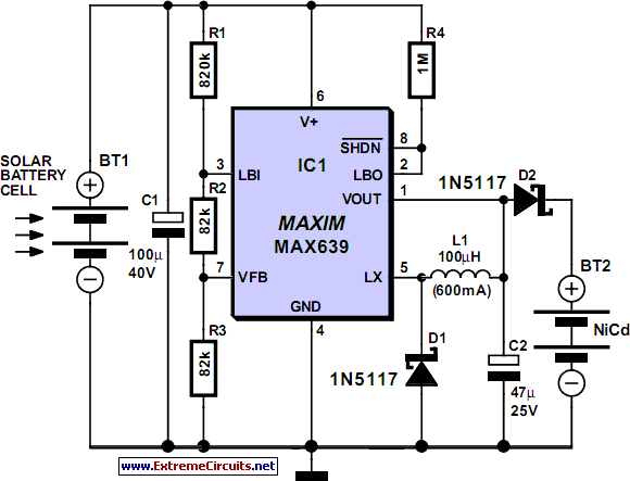Solar-Powered High Efficiency Charger circuit schematic