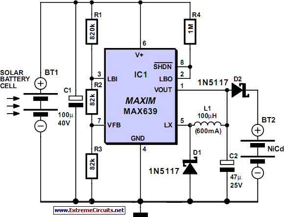 Solar-Powered High Efficiency Battery Charger Circuit Diagram