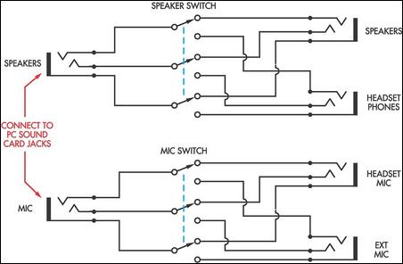 Speaker-Headphone Switch For Computers Circuit Diagram